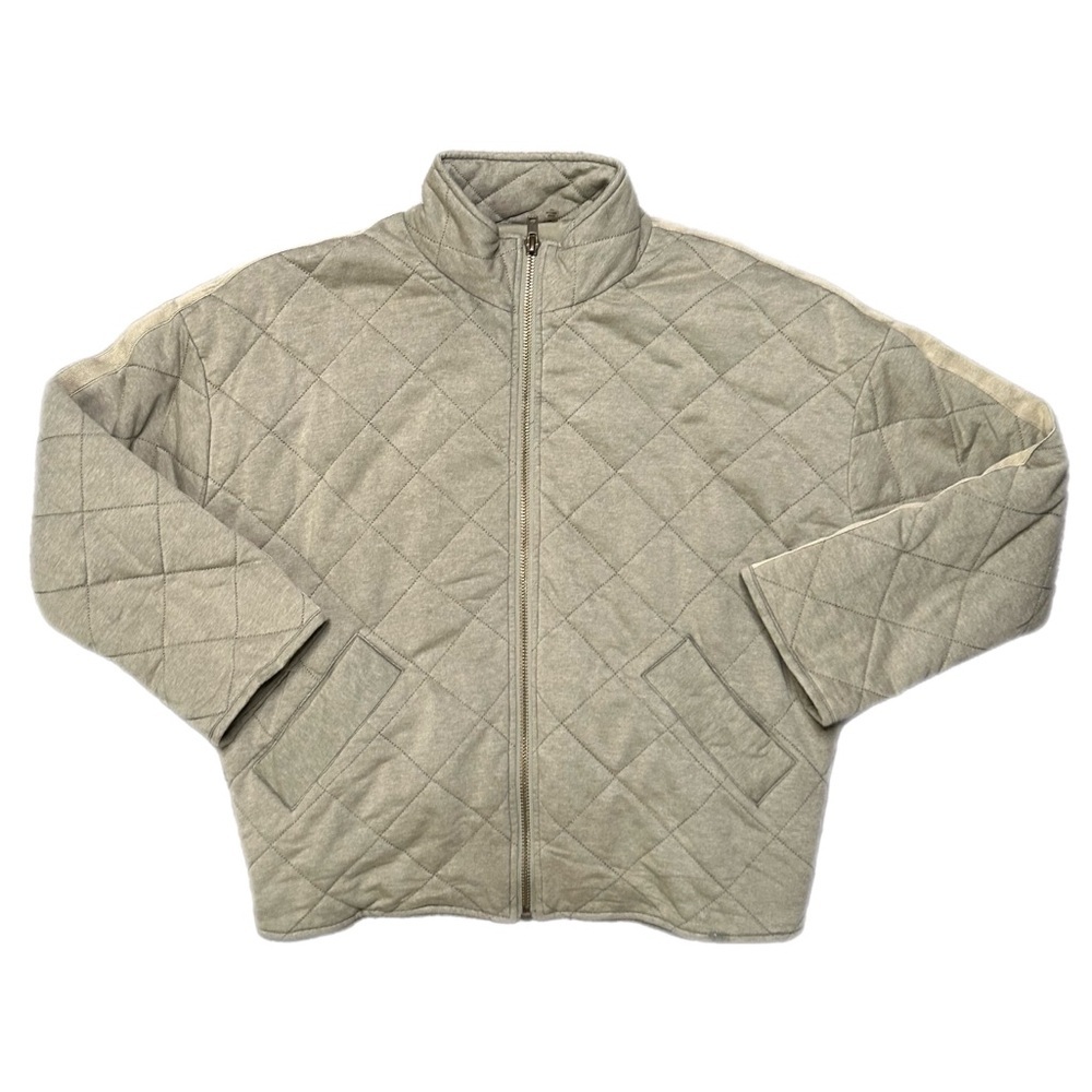 bagatelle Quilted Zip-Front Jacket in Light Olive Green
